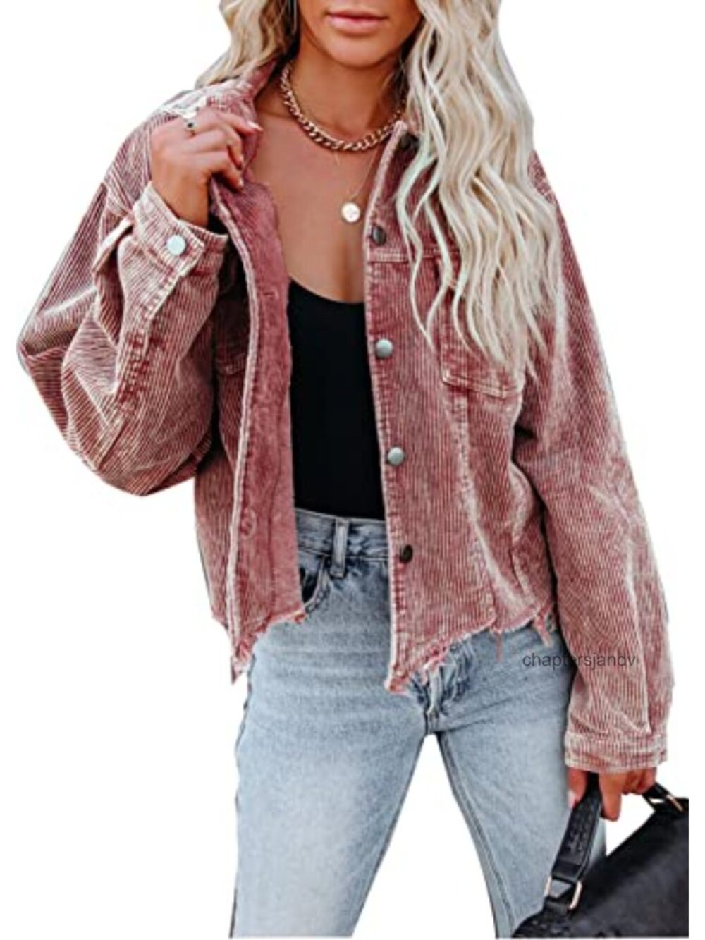 Womens Corduroy Cropped Button Down Shacket Casual Jacket Fall